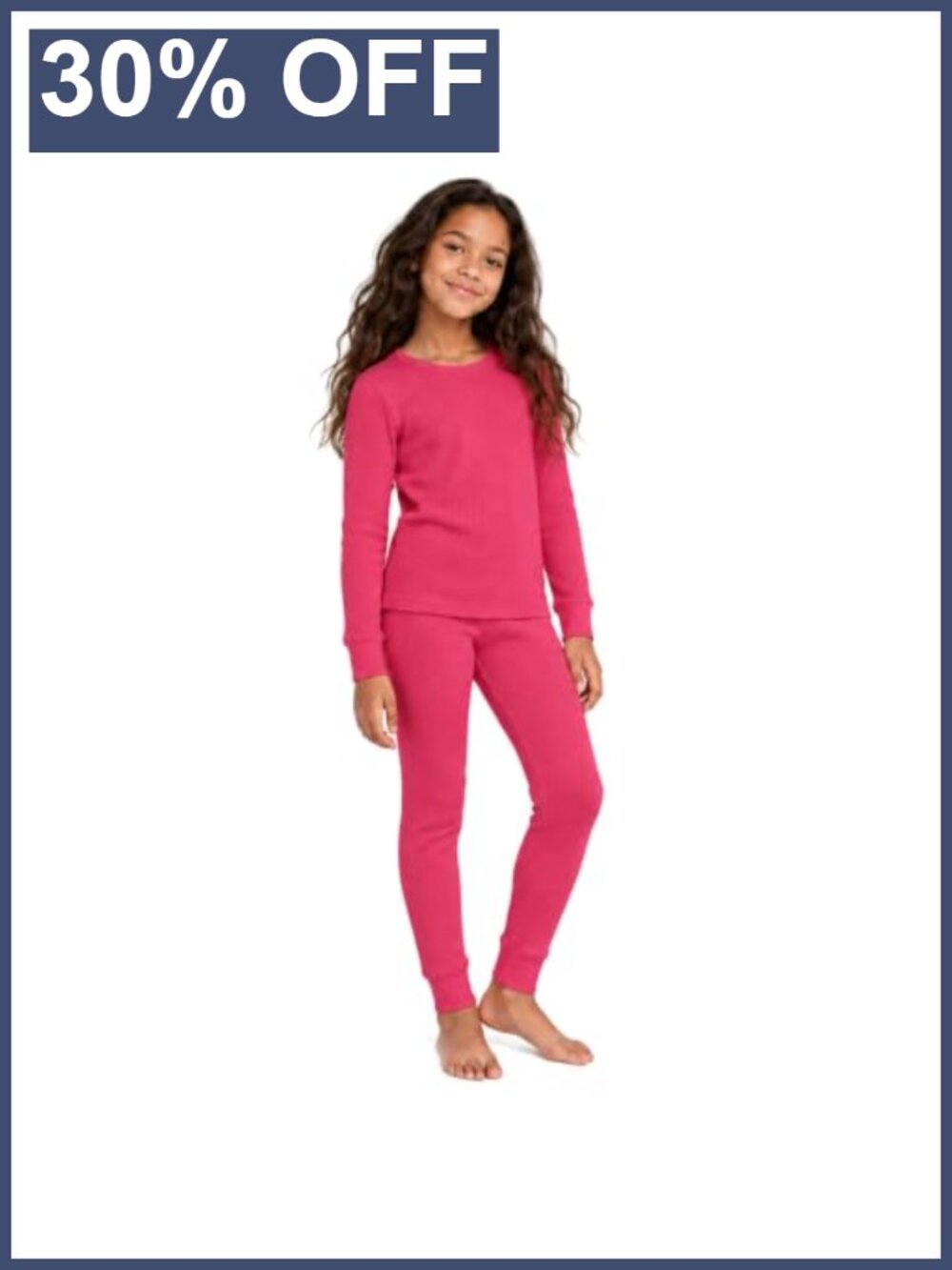 Girls Waffle Knit Thermal Top & Long Johns Set Base Layer